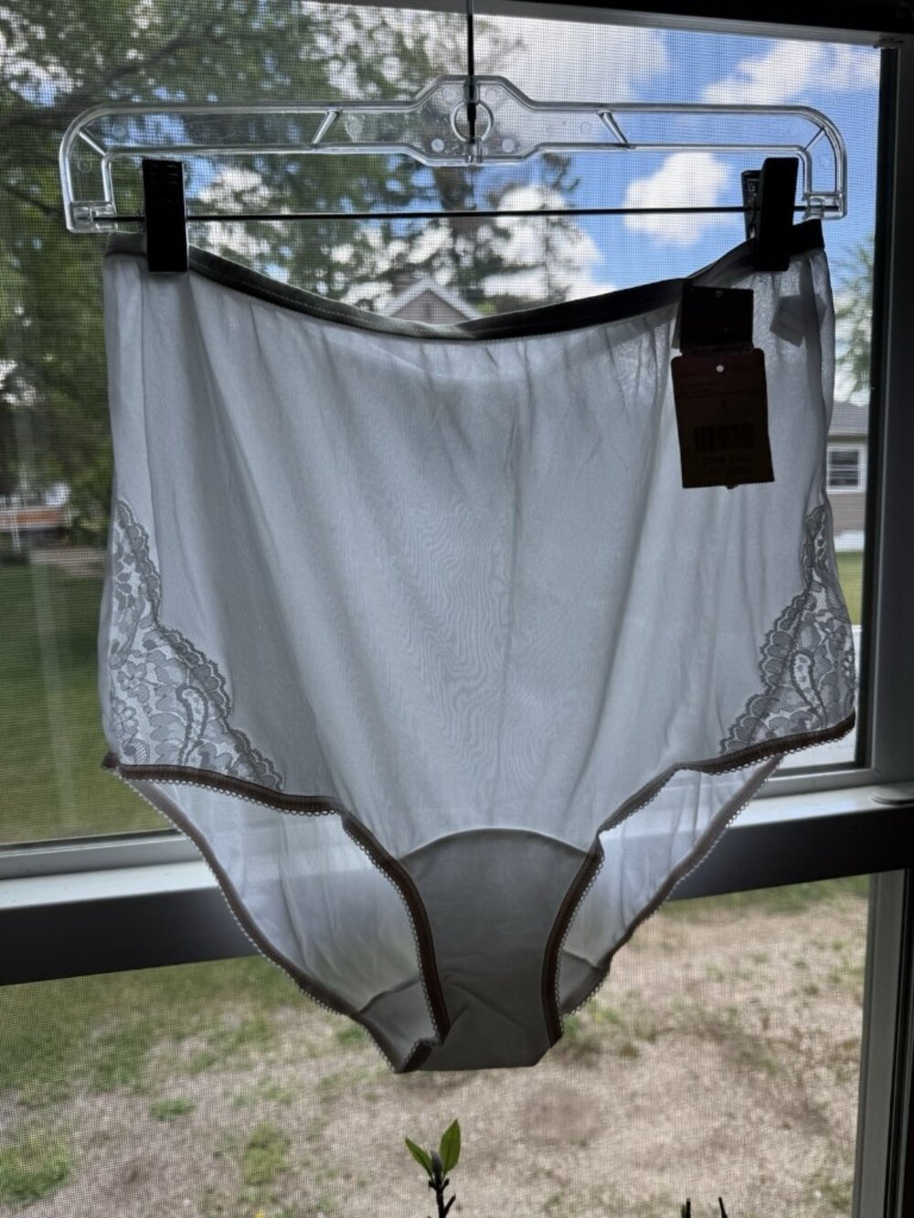 Deadstock Vintage 70s White Panties Satin Nylon Lace Mushroom Gusset  USA 7